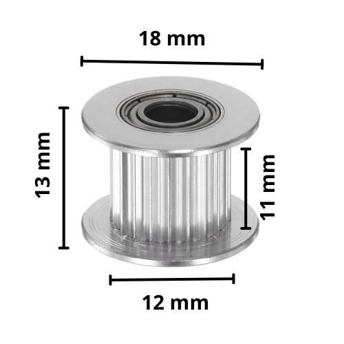 Dimensiones Polea dentada Loca banda 10mm